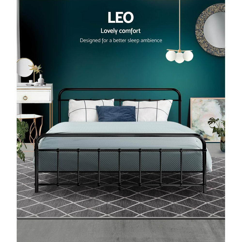 Queen Bed Frame Metal Bed Frame LEO - (Black) by Artiss