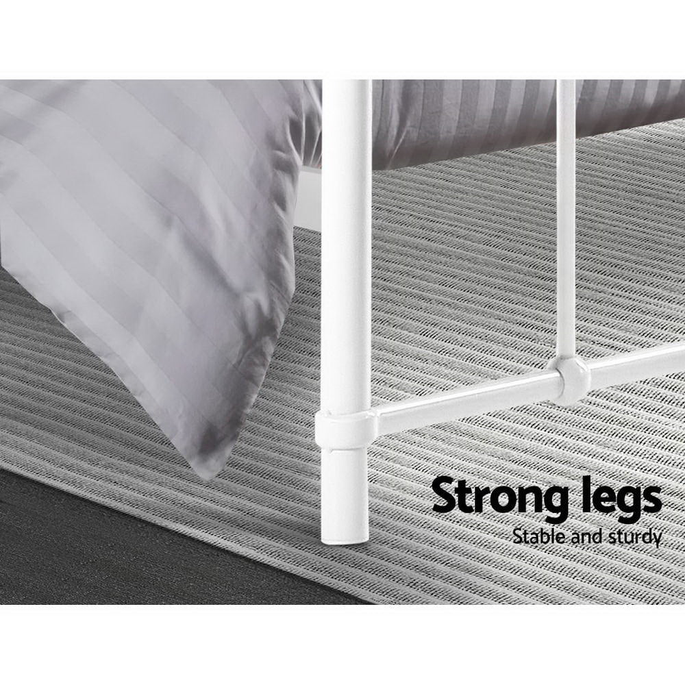 Queen Bed Frame Metal Bed Frame LEO - (White) by Artiss