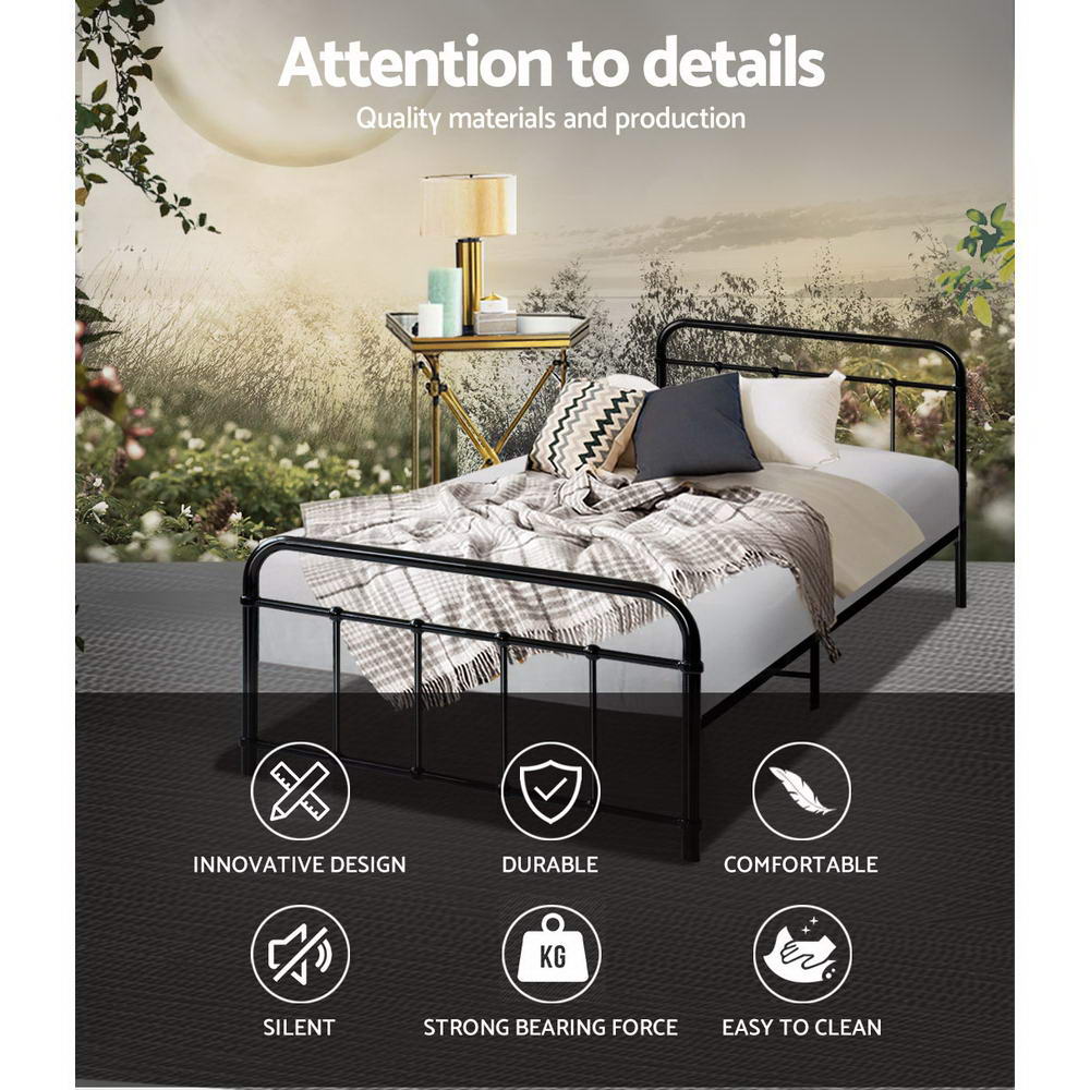 Artiss Bed Frame Metal Bed Frame LEO - Single (Black)