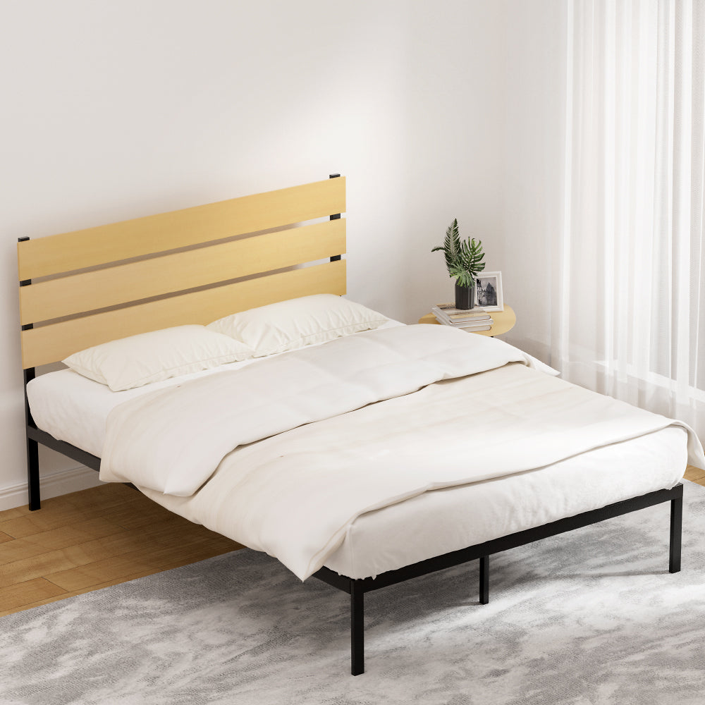 Queen Bed Frame Size Metal Base Mattress Platform Foundation Black PAULA by Artiss
