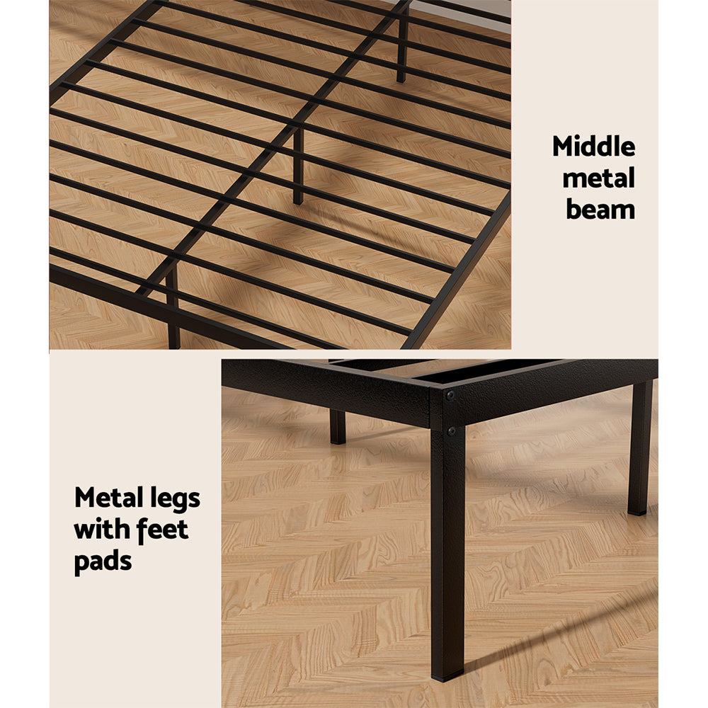 Queen Bed Frame Size Metal Base Mattress Platform Foundation Black PAULA by Artiss