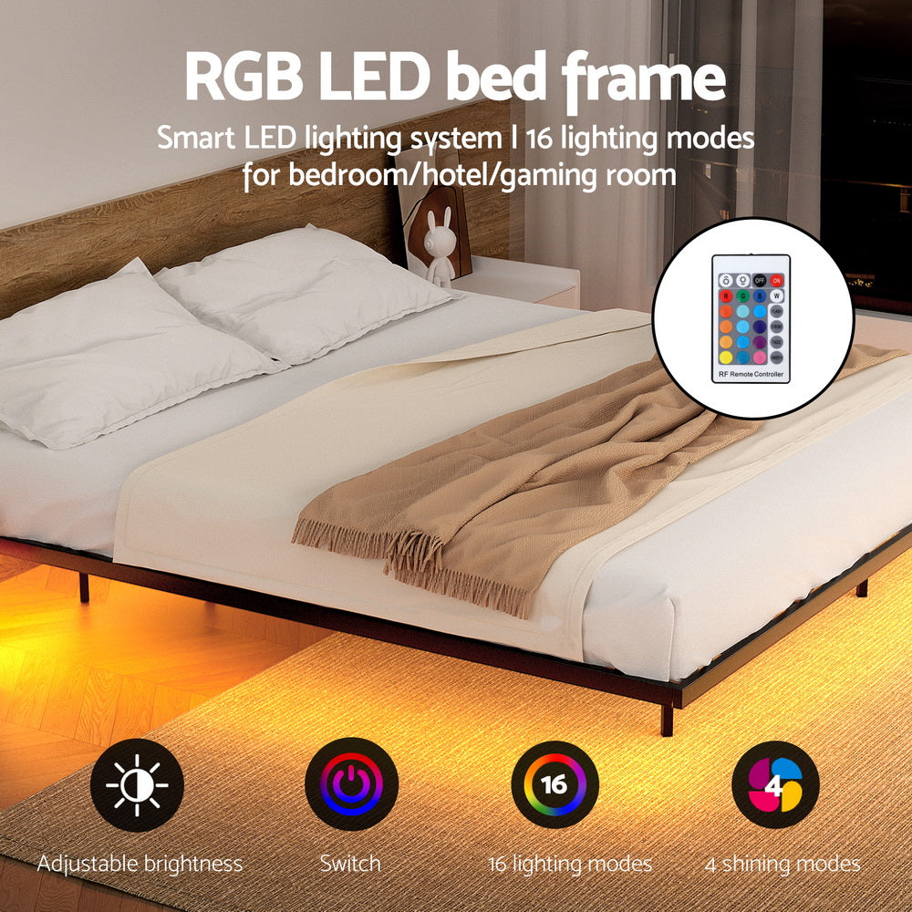 Queen Bed Frame,Floating Metal Bed Frame with Smart LED Lights - Sturdy Metal Platform Bed Base, Silent Design, Tool-Free Assembly, 300KG Capacity for Home/Hotel/Master Bedroom? by Artiss