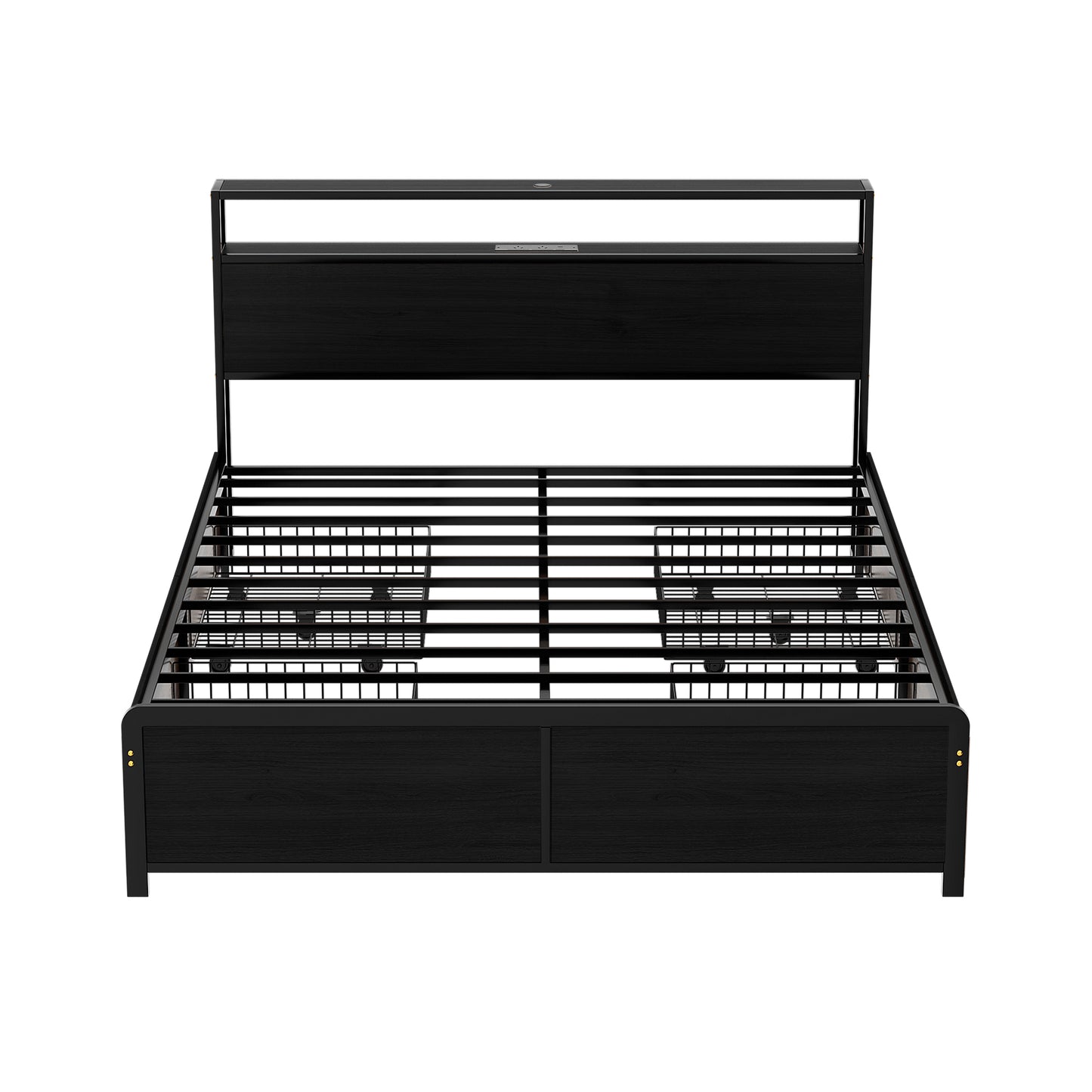 Queen Metal Bed Frame Size Storage Headboard Charge Station LED 4 Drawers by Artiss