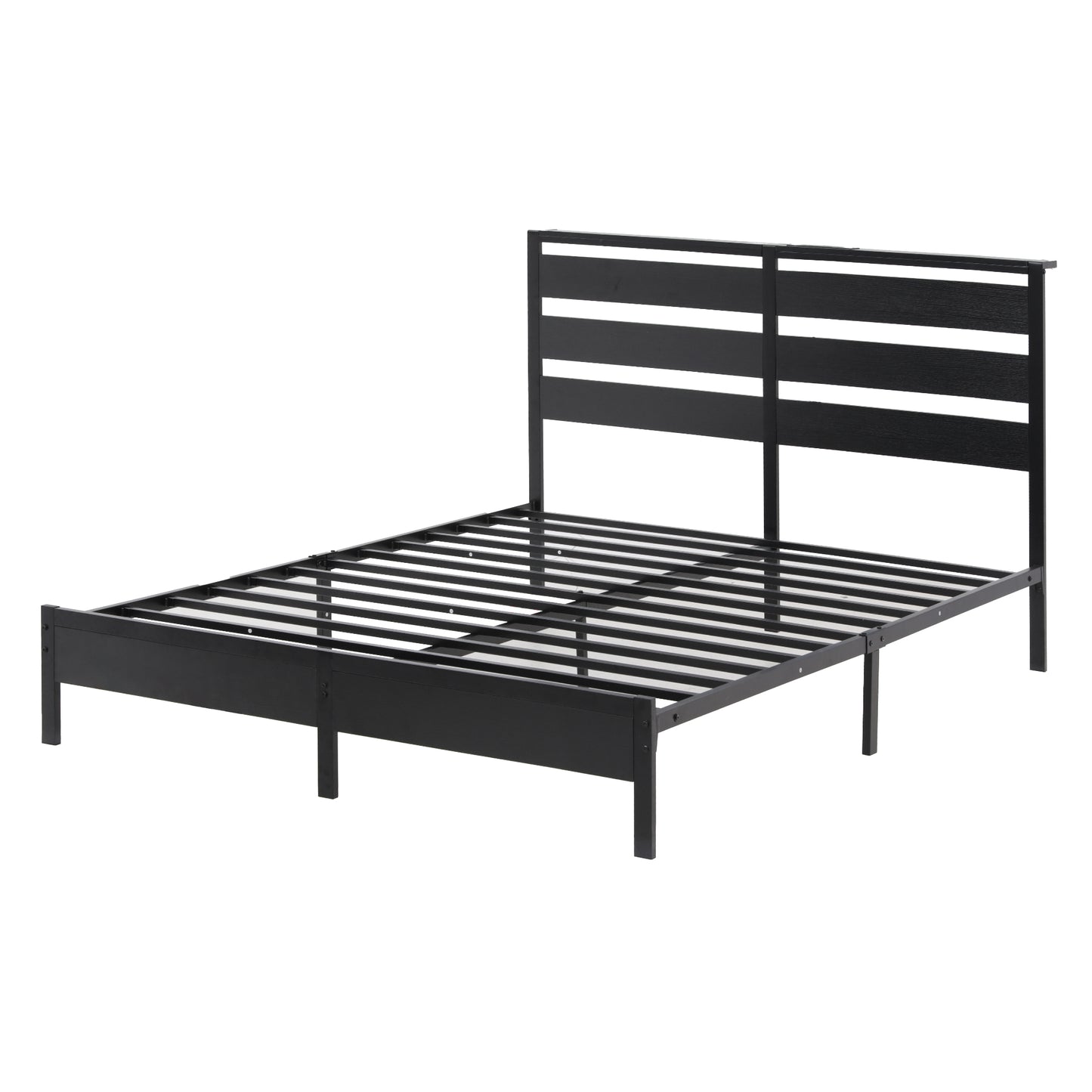 Queen Bed Frame Size LED Metal Bed Base with Charging Station by Artiss