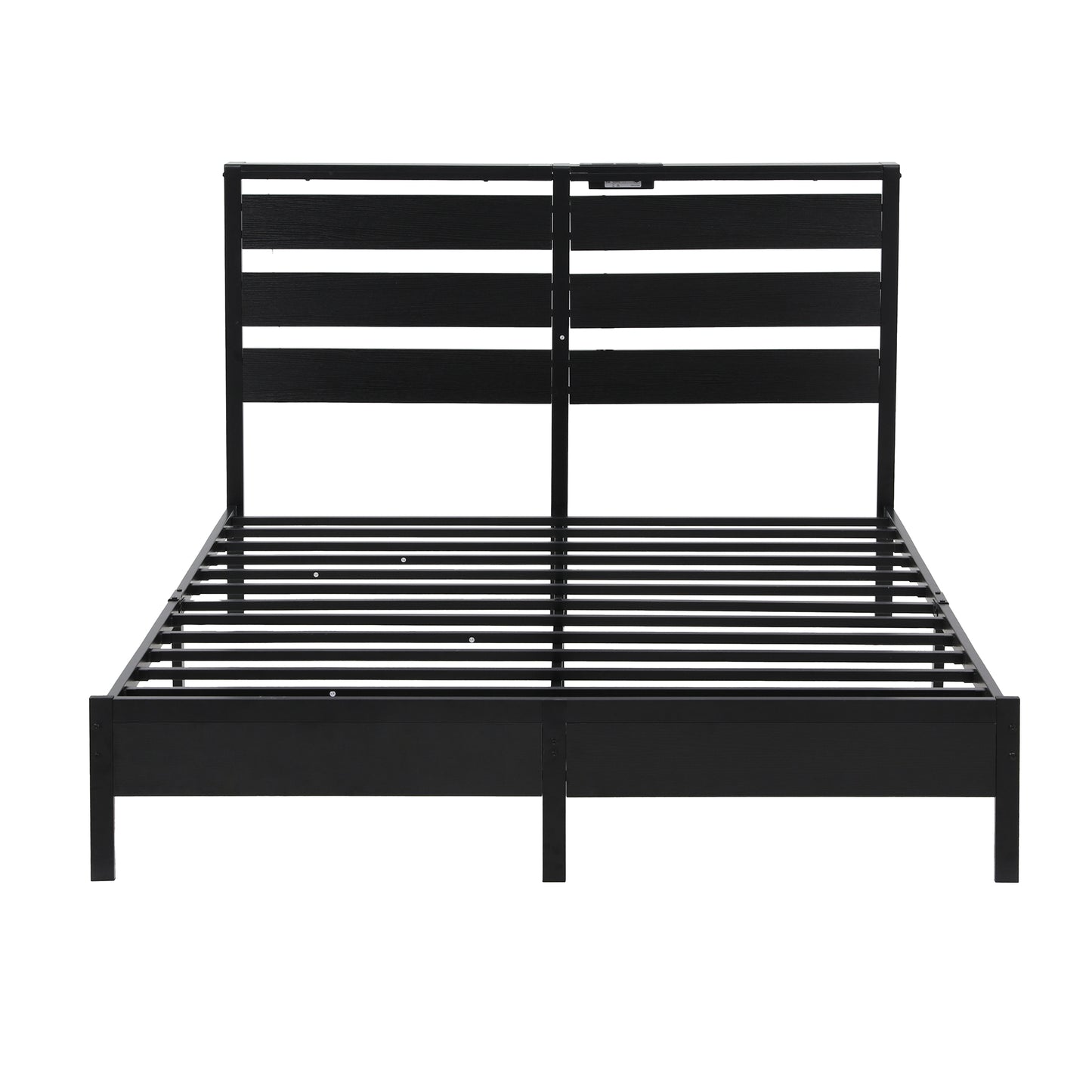 Queen Bed Frame Size LED Metal Bed Base with Charging Station by Artiss