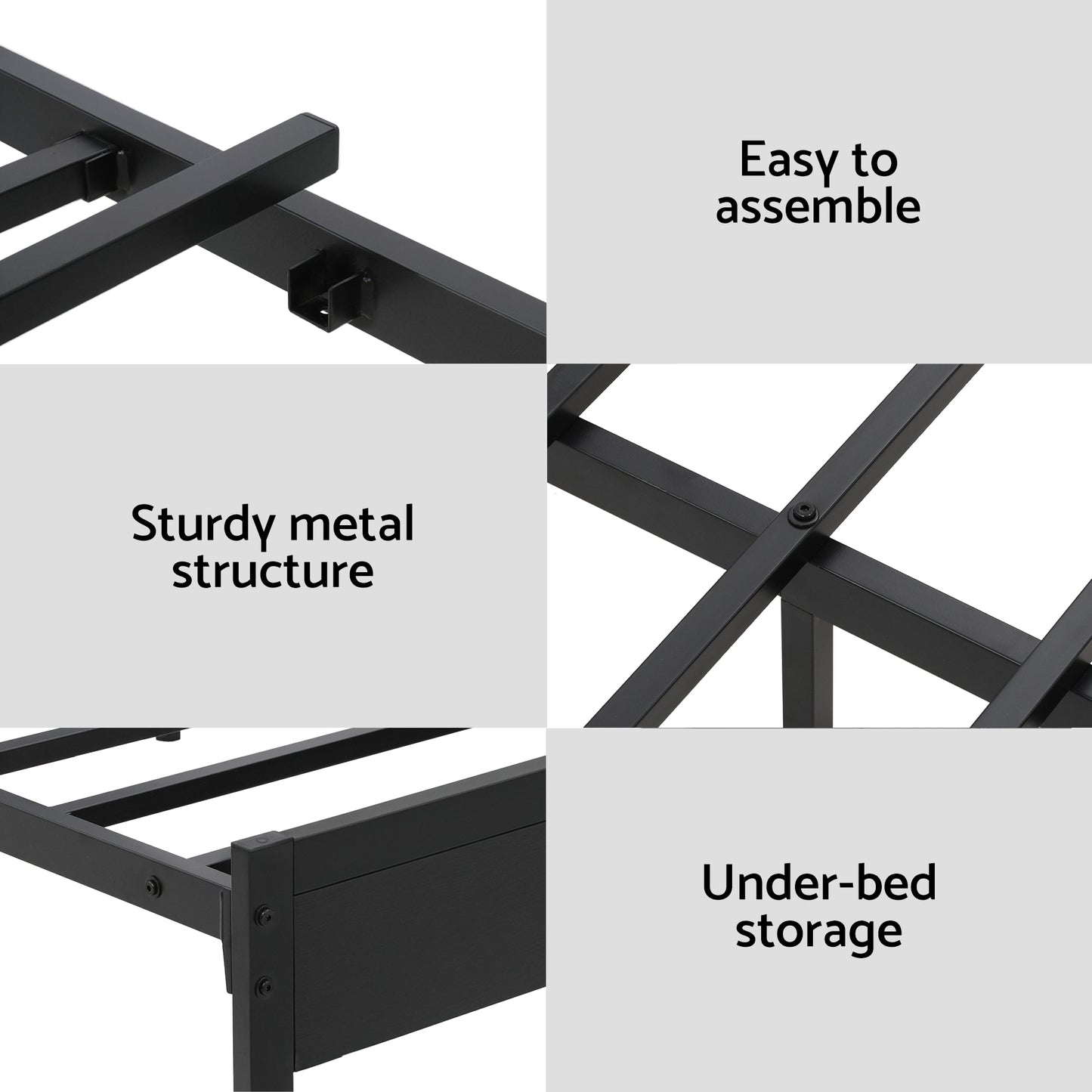 Queen Bed Frame Size LED Metal Bed Base with Charging Station by Artiss