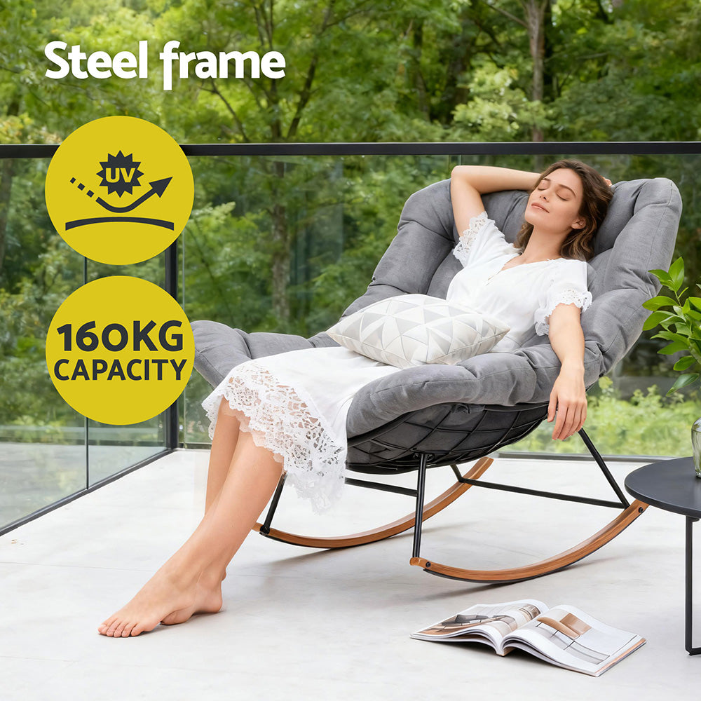Gardeon Outdoor Rocking Chair Furniture Papasan Recliner Garden Patio Lounge Setting