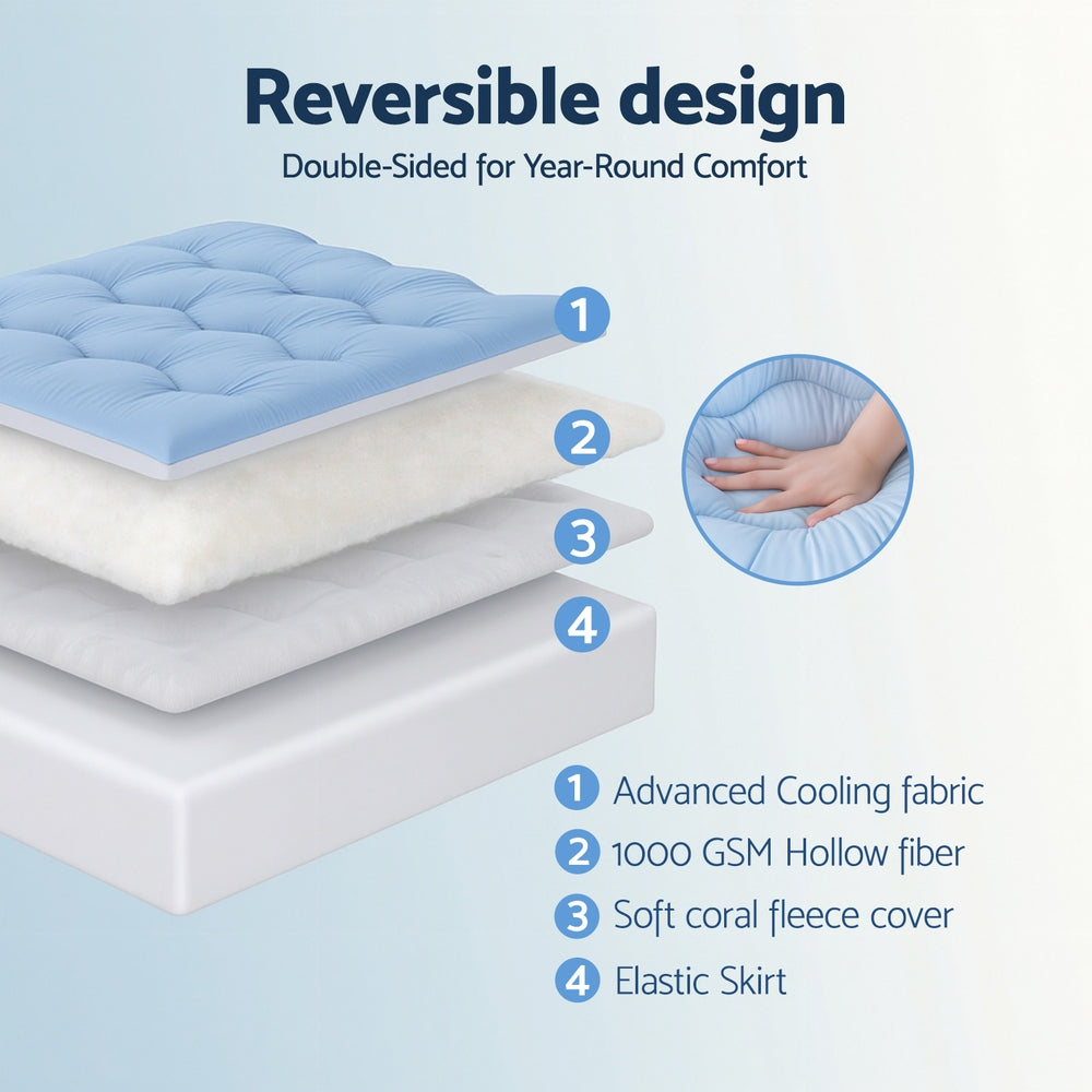 Queen 5cm Mattress Topper Pillowtop toppers Double-Sided by Giselle Bedding
