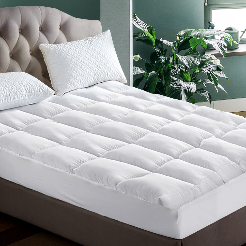 Queen Mattress Topper Pillowtop 1000GSM Microfibre Filling Protector by