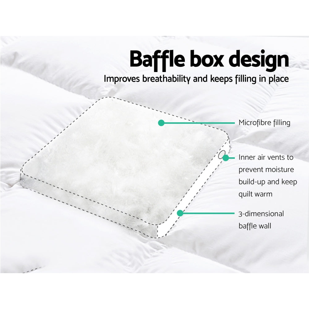 Queen Mattress Topper Pillowtop 1000GSM Microfibre Filling Protector by