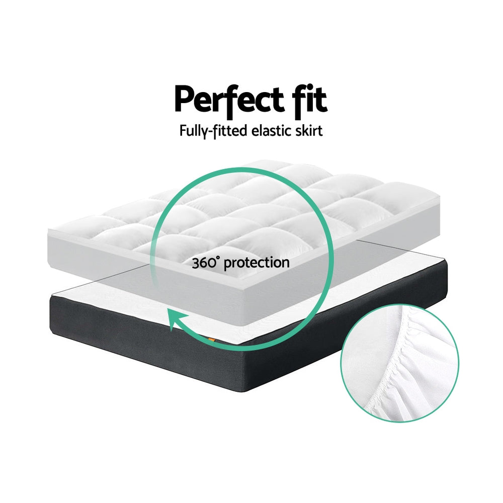 Queen Mattress Topper Pillowtop 1000GSM Microfibre Filling Protector by