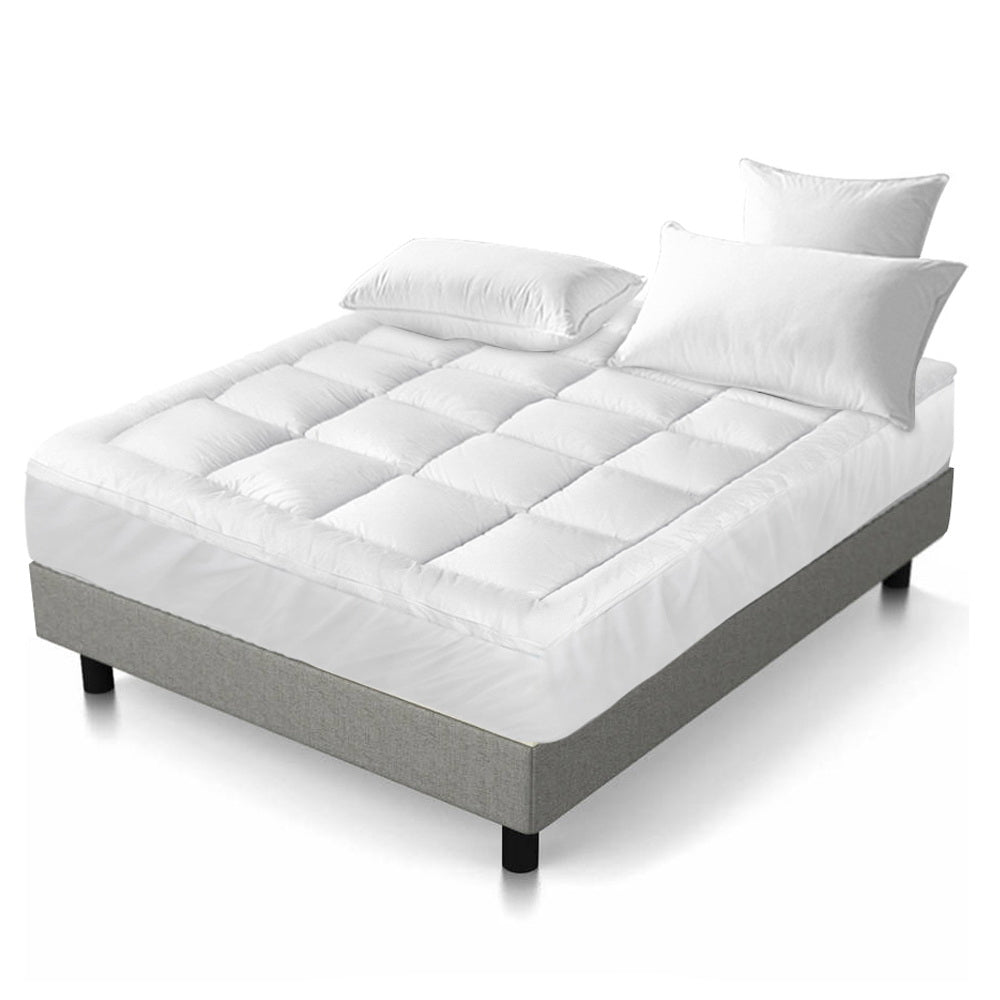 Queen Mattress Topper Pillowtop 1000GSM Microfibre Filling Protector by