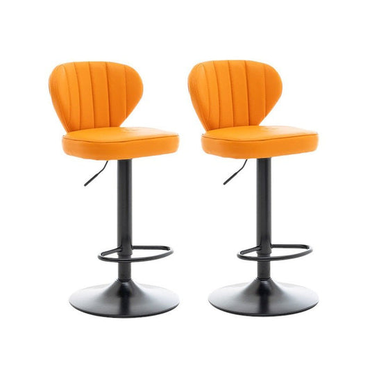 SERENITà Bar Stools Kitchen Bar Stool Leather Barstools Swivel Gas Lift Counter Chairs BS8405 Orange