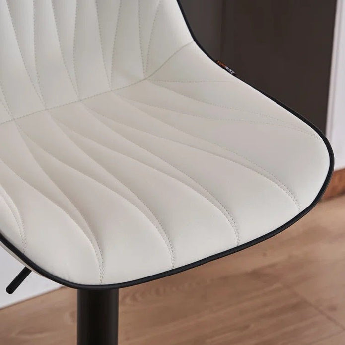 SERENITà White Modern Height Adjustable Swivel Bar Stools Upholstered Leather Barstool Kitchen Island Chairs with Metal Frame (Set of 2) By SERENITà