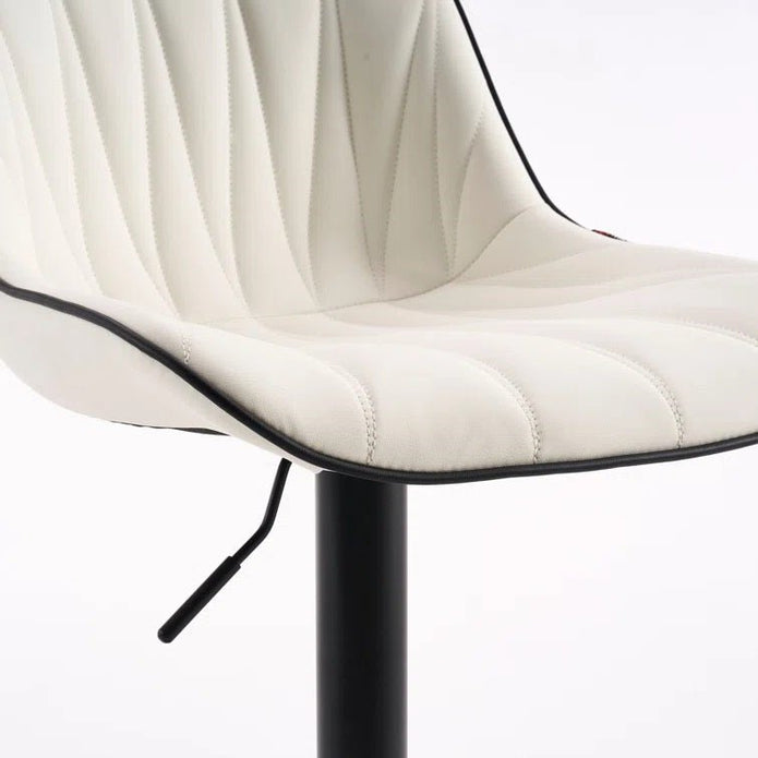 SERENITà White Modern Height Adjustable Swivel Bar Stools Upholstered Leather Barstool Kitchen Island Chairs with Metal Frame (Set of 2) By SERENITà