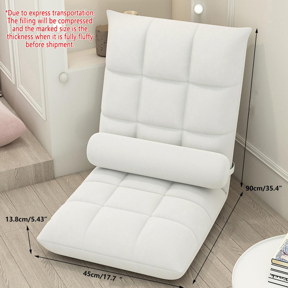 Floor Lounge Sofa Bed Chair with Lumbar Pillow Folding Adjustable Cushion - Cyan