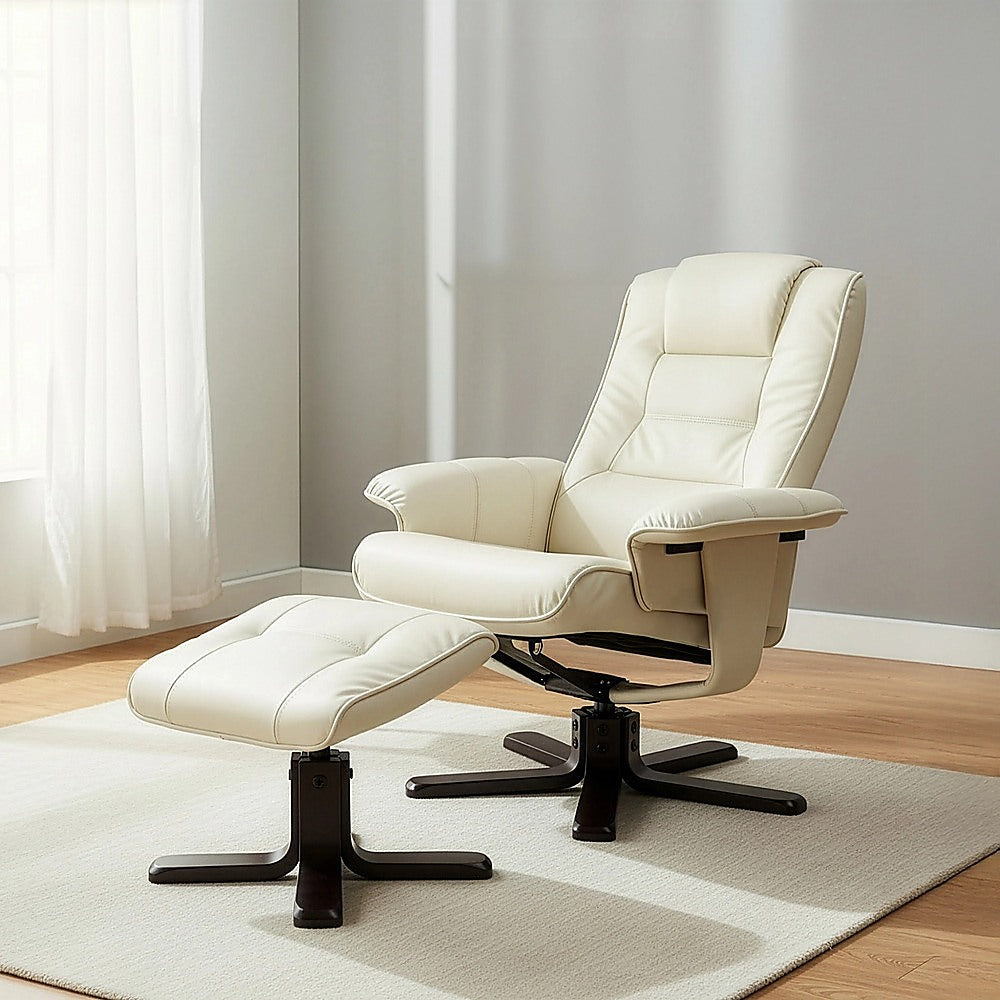 PU Leather Massage Chair Recliner Ottoman Lounge Remote