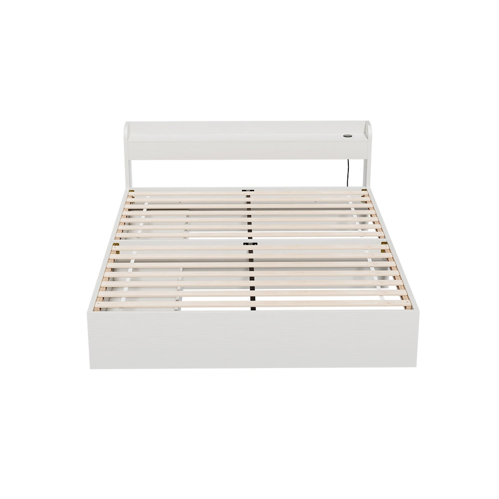 Queen Bed Frame Size Mattress Base wtih Charging Ports 2 Storage Drawers by Artiss