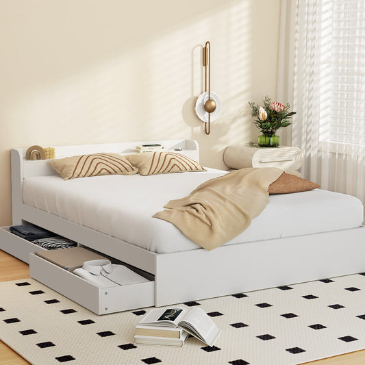 Queen Bed Frame Size Mattress Base wtih Charging Ports 2 Storage Drawers by Artiss