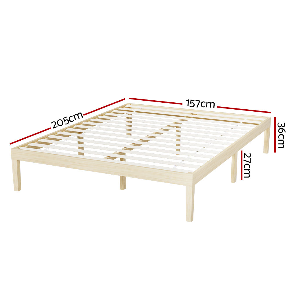 Queen Bed Frame Size Wooden Base Mattress Platform Timber Pine BRUNO by Artiss