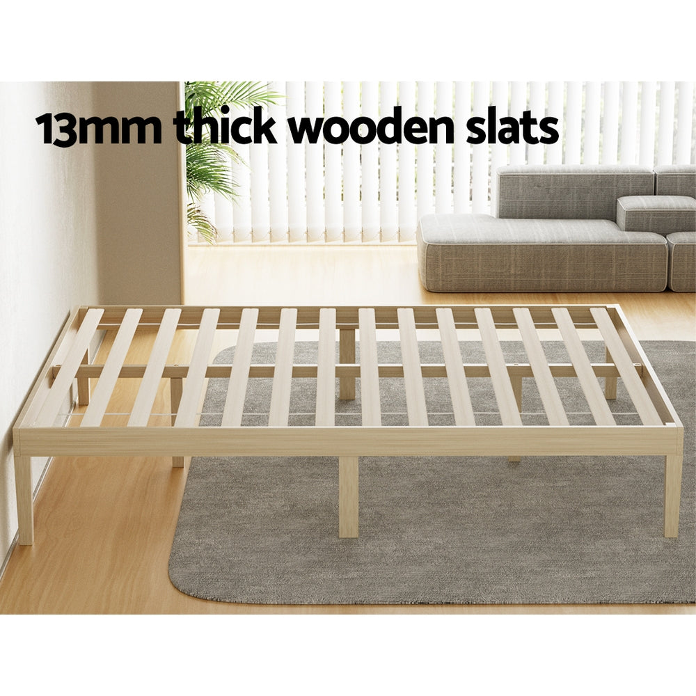 Queen Bed Frame Size Wooden Base Mattress Platform Timber Pine BRUNO by Artiss