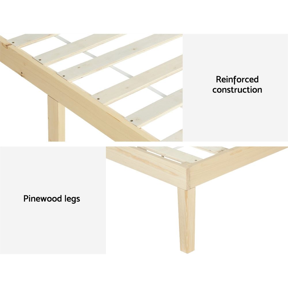 Queen Bed Frame Size Wooden Base Mattress Platform Timber Pine BRUNO by Artiss