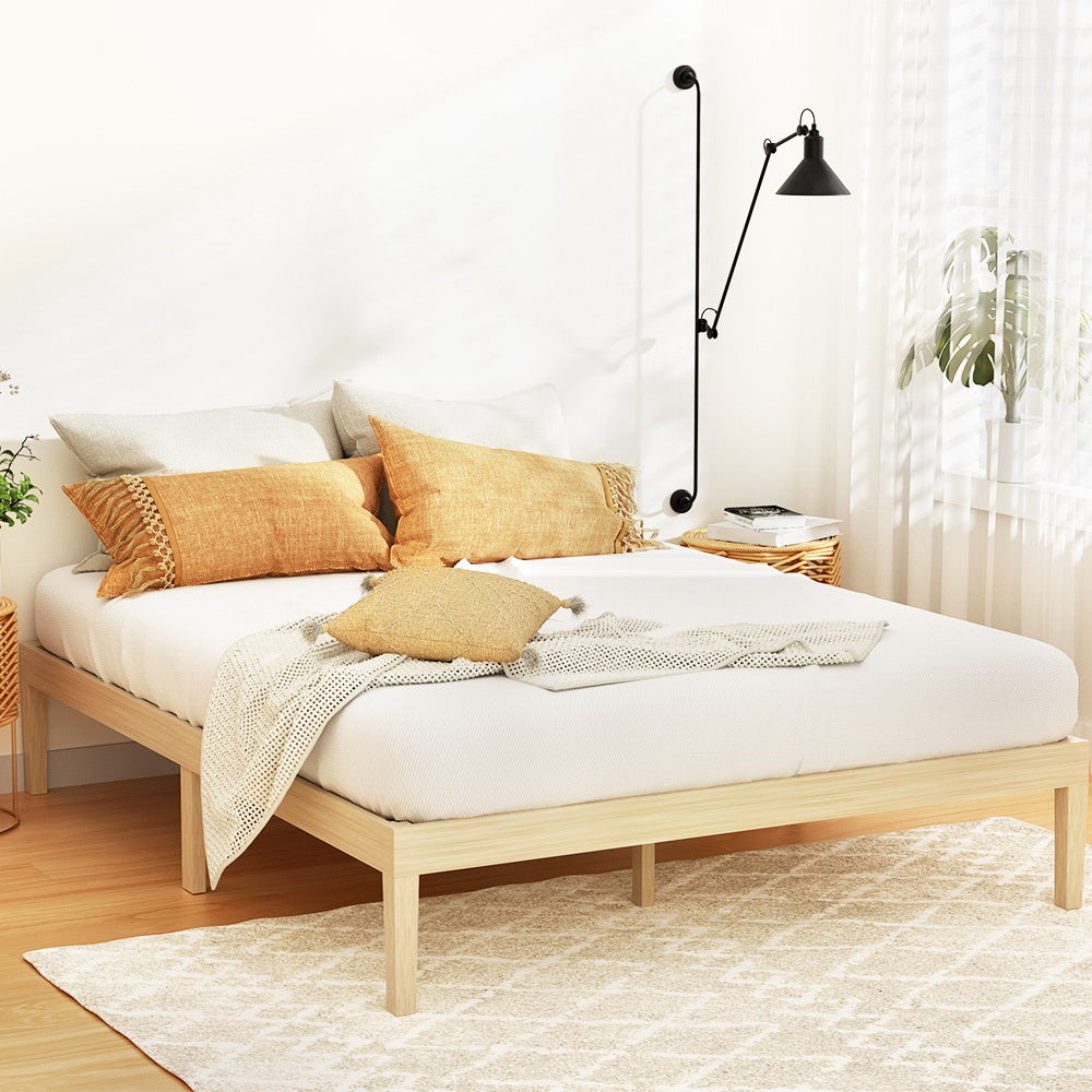 Queen Bed Frame Size Wooden Base Mattress Platform Timber Pine BRUNO by Artiss