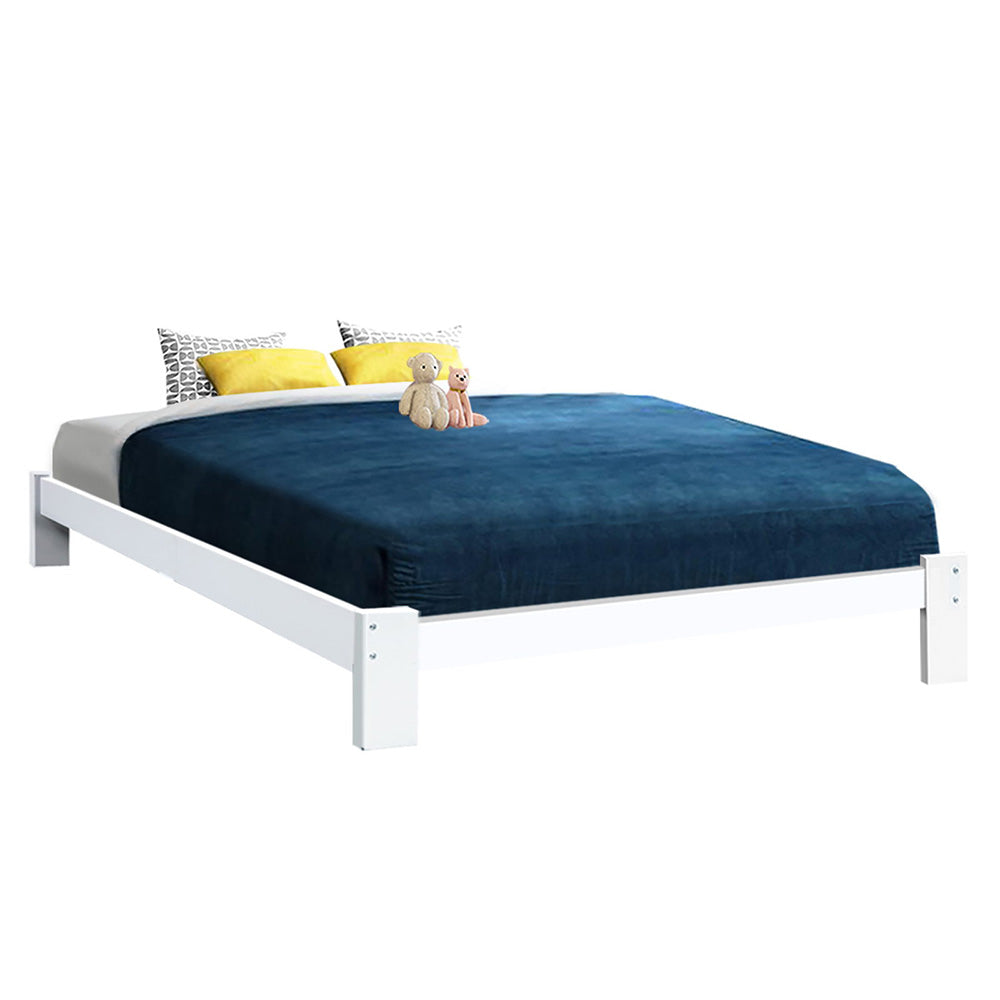 Queen Bed Frame Size Wooden White JADE by Artiss