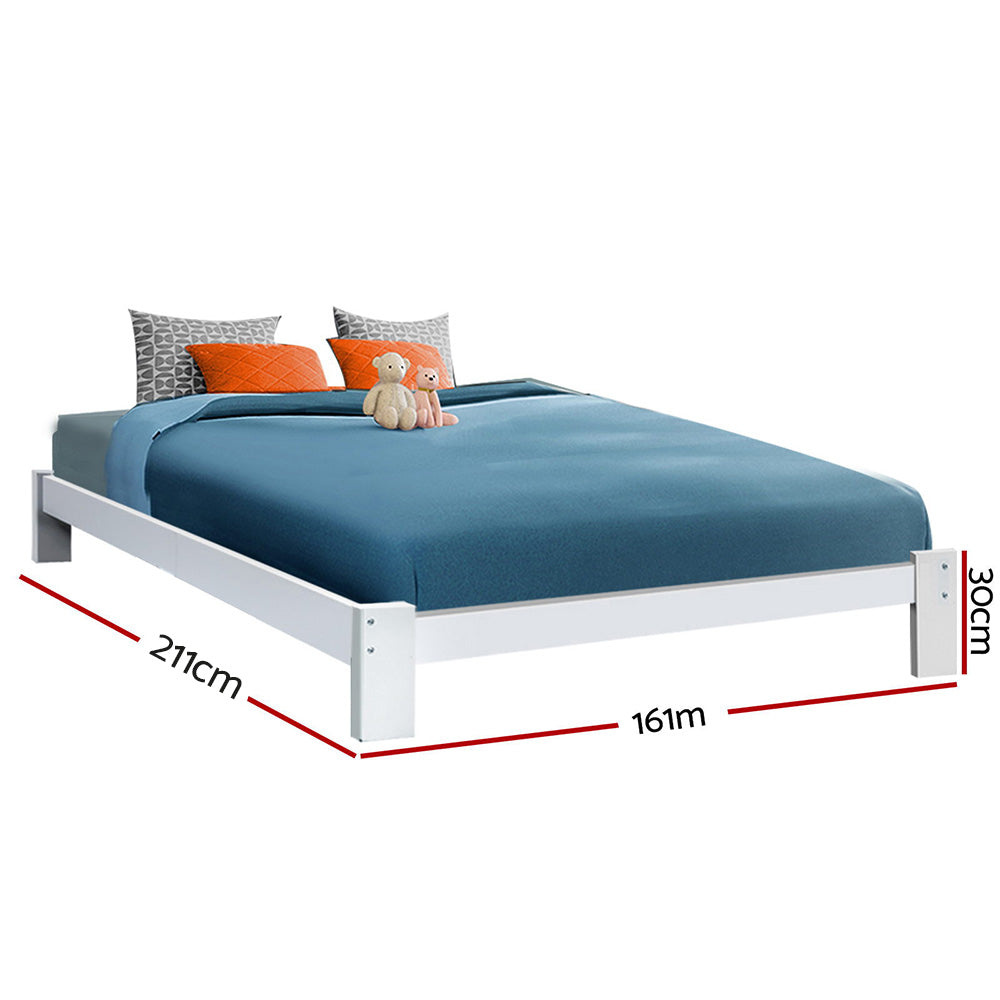 Queen Bed Frame Size Wooden White JADE by Artiss