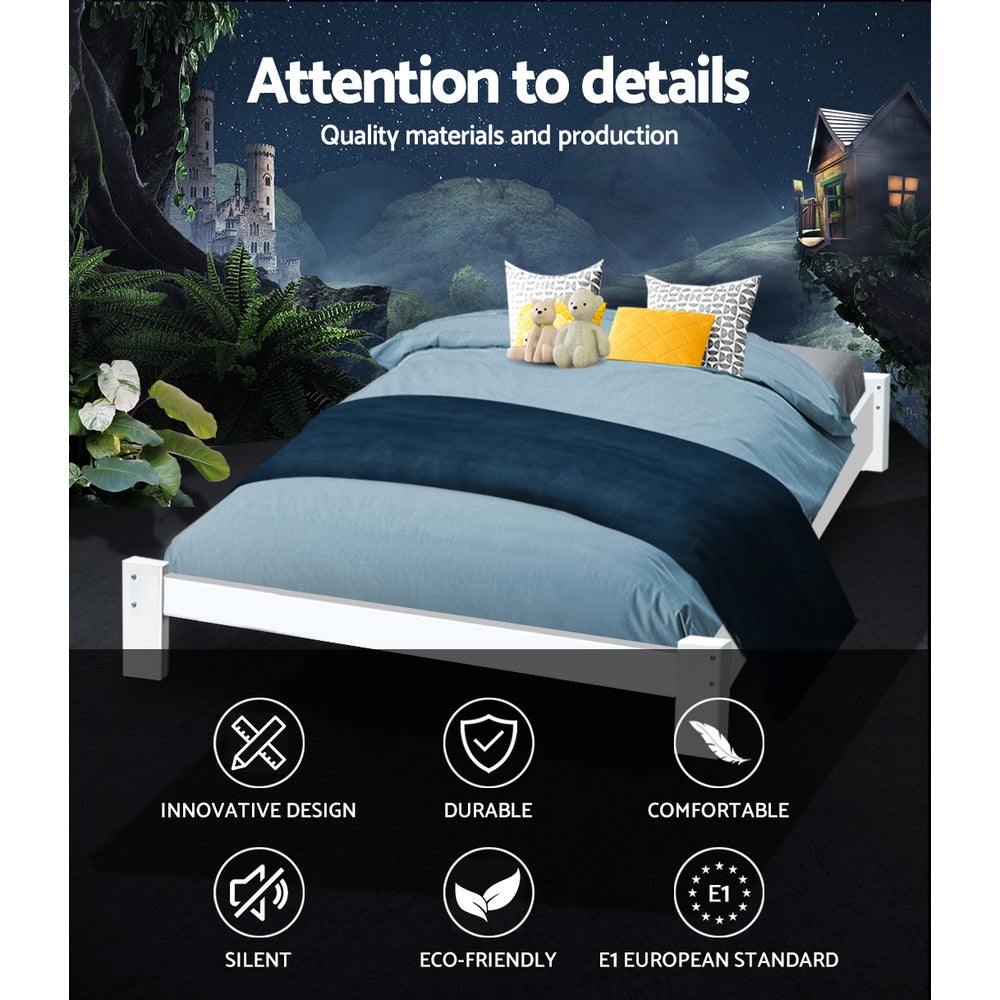 Queen Bed Frame Size Wooden White JADE by Artiss