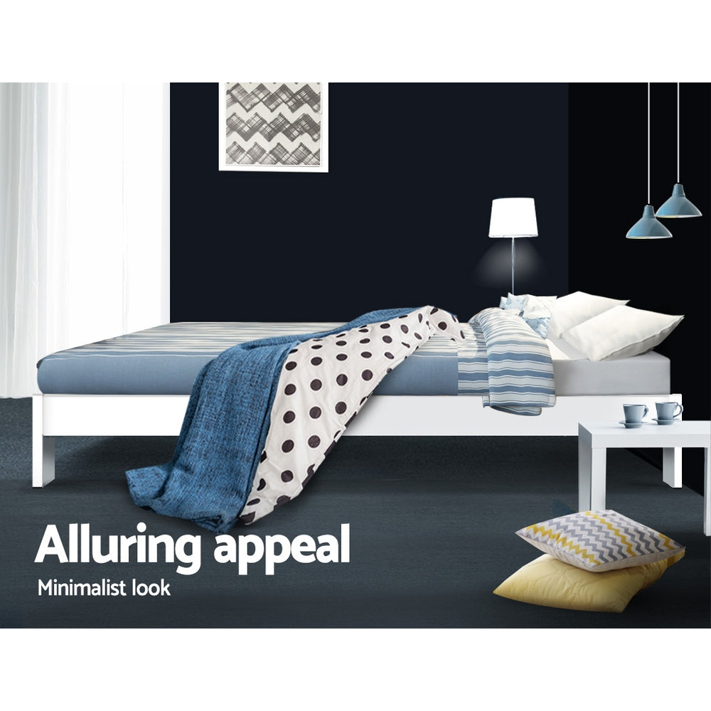 Queen Bed Frame Size Wooden White JADE by Artiss