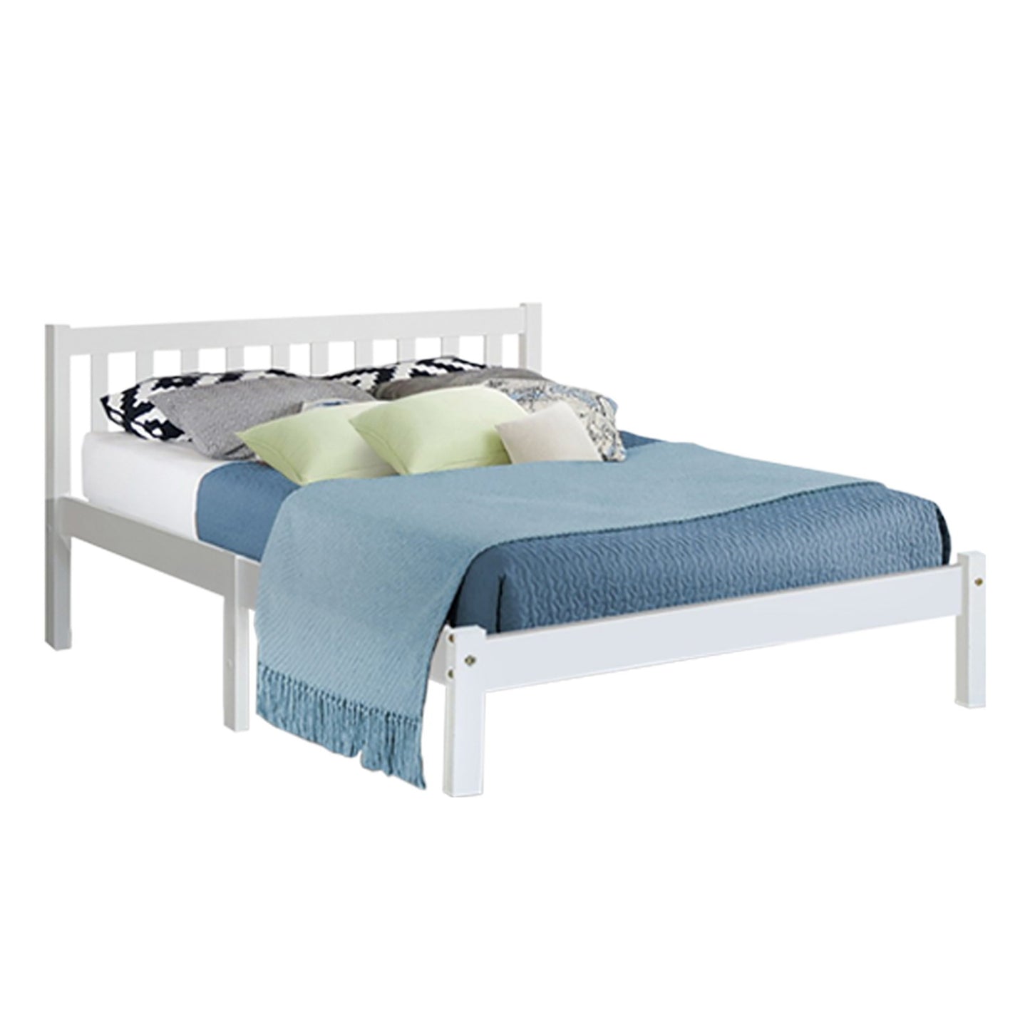 Queen Bed Frame Size Wooden White SOFIE by Artiss