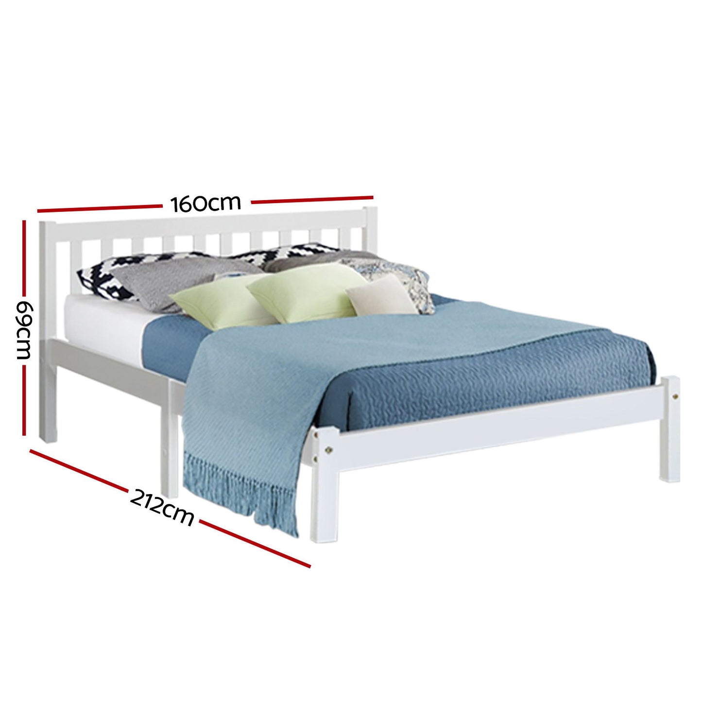 Queen Bed Frame Size Wooden White SOFIE by Artiss