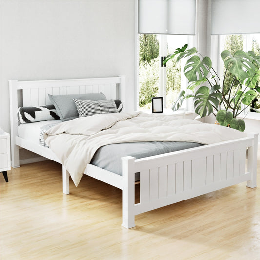 Bed Frame Double Size Wooden White RIO By Artiss