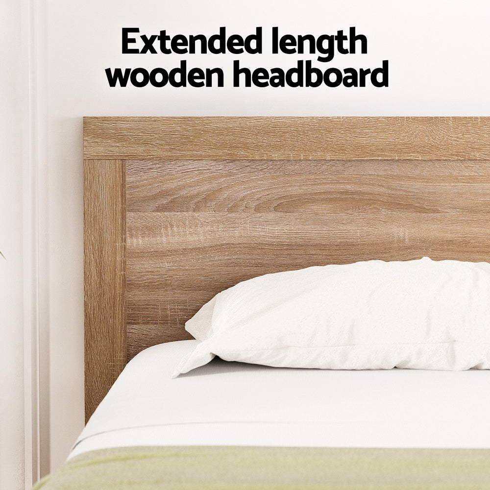 Queen Bed Frame Size Wooden Acacia Wood OATMEAL by Artiss