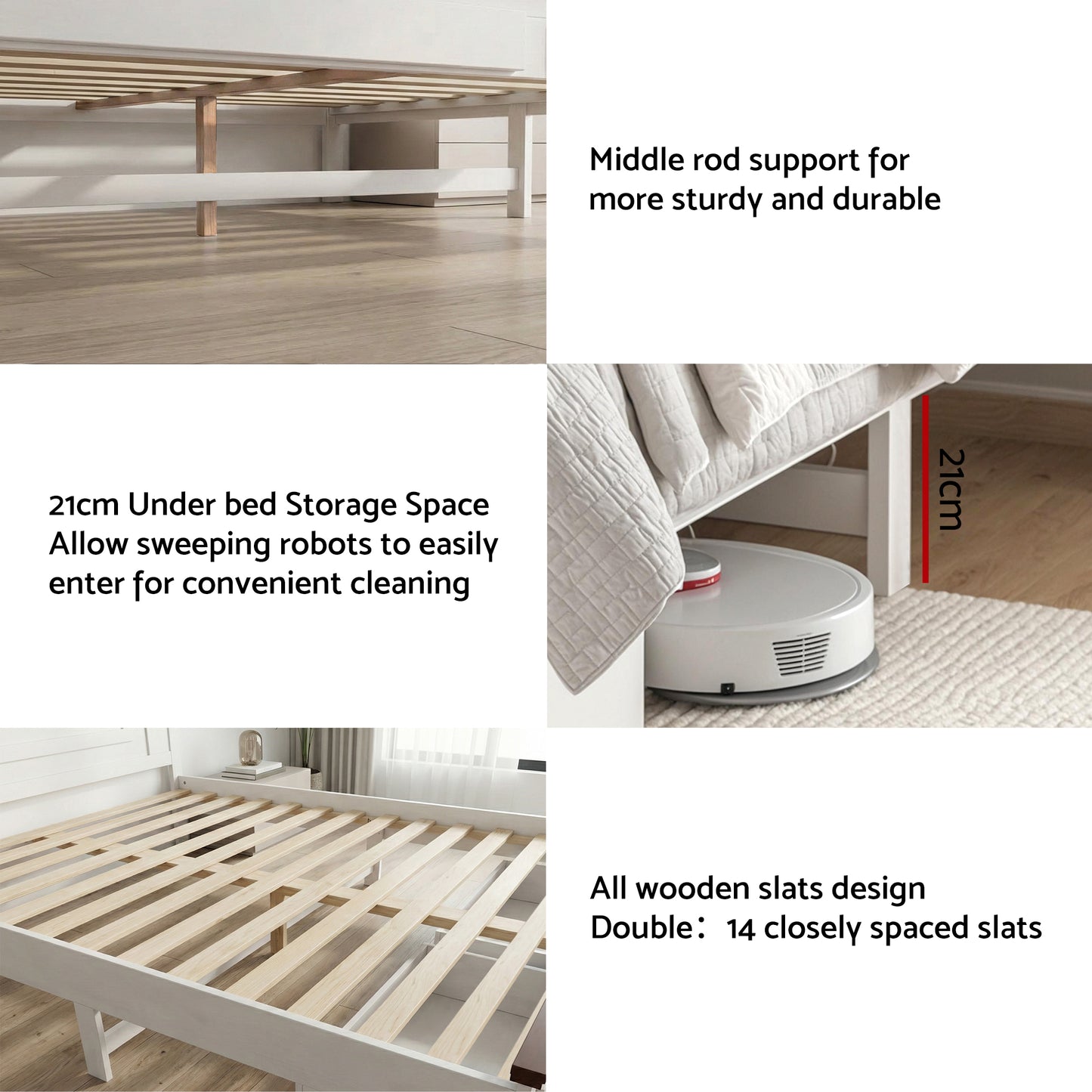 Queen Wooden Bed Frame with 2 Drawer Platform Bed with 108cm Solid High Headboard White Bed Base for Bedroom Easy Assembly by Artiss