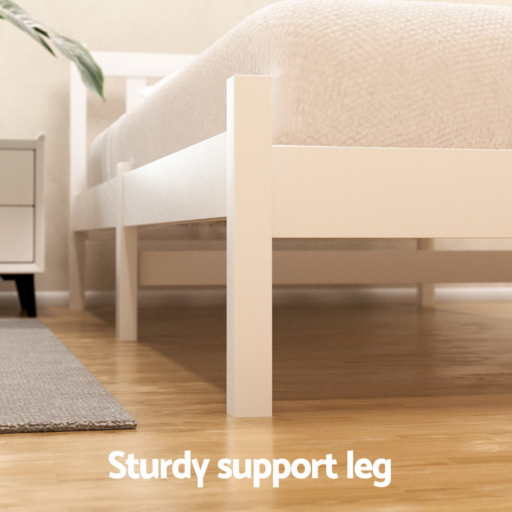 Queen Bed Frame Size Wooden Platform with 2 Storage Drawers White by Artiss