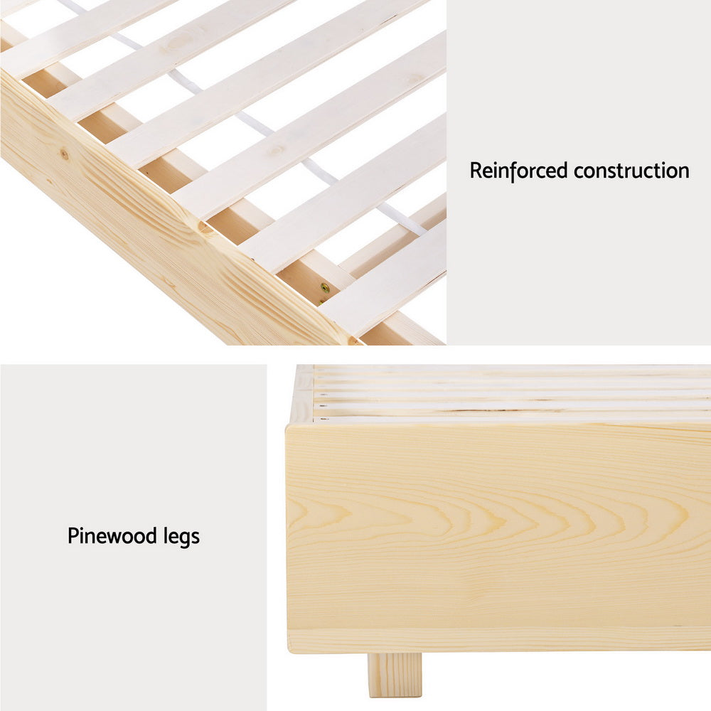Queen Bed Frame Size Floating Wooden Mattress Base Platform Timber ODIN by Artiss