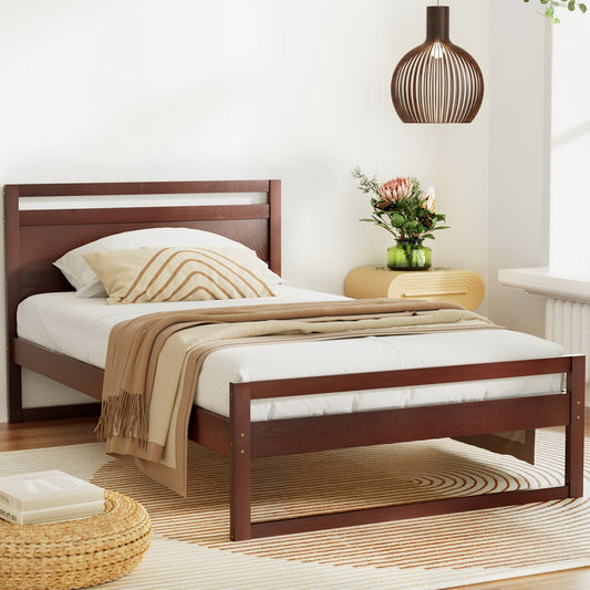 Bed Frame King Single Size Wooden Walnut WITTON By Artiss